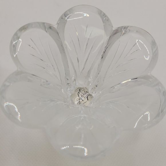 Genuine Lead Crystal d'Arques France Daisy Candlestick Holder Tapers  Set of 2 - Picture 9 of 14